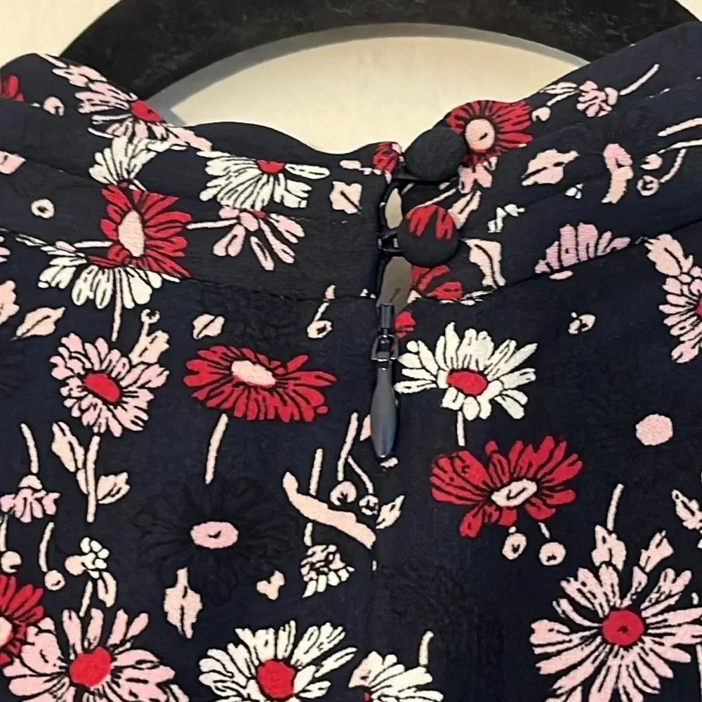 Brooks Brothers Red Fleece | Daisy floral sleeveless dress tie neck Women size 2 - Picture 7 of 10